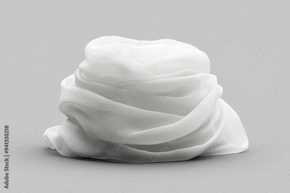White Sheer Fabric Draped and Isolated on a Gray Background White Sheer Fabric Draped and Isolated on a Gray Background