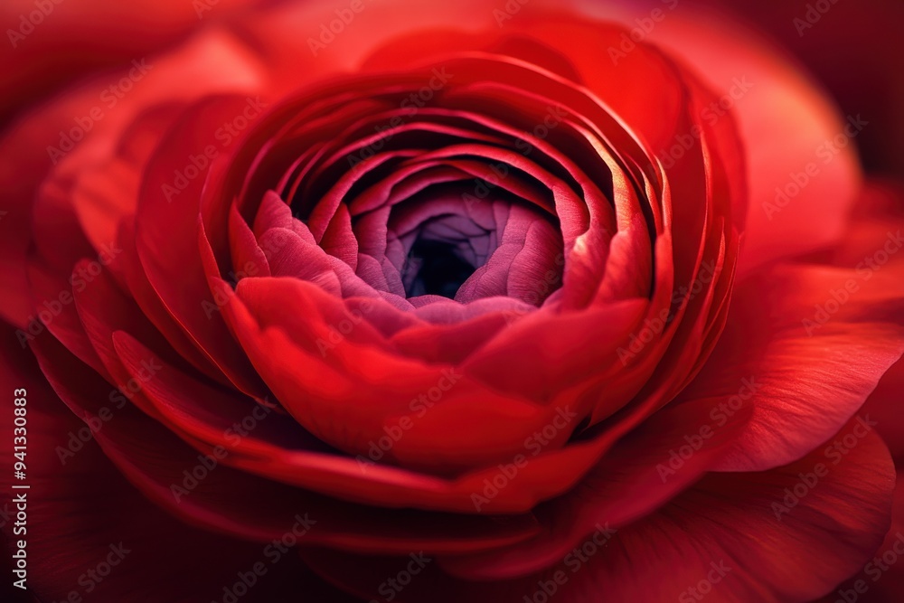Close-Up of a Vibrant Red Ranunculus in Bloom Close-Up of a Vibrant Red Ranunculus in Bloom
