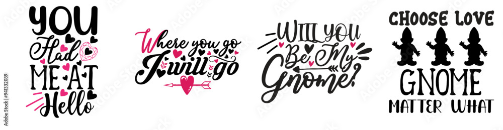 Obraz premium Vibrant Valentines Day Quotes, Typography Set Vector Illustration for Banner, Printable, Holiday Cards