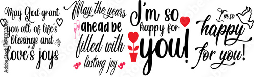 Decorative Weeding Quotes, Hand Lettering Pack Vector Illustration for Banner, Advertisement, Infographic