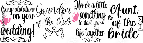 Simple Weeding Trendy Retro Style Illustration, Invitation Set Vector Illustration for Bookmark, Book Cover, Vouchers