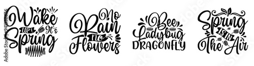 Minimal Spring Inscriptions, Invitation Pack Vector Illustration for Banner, Decal, Label