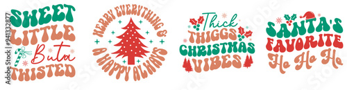 Creative Retro Christmas Invitation, Calligraphic Lettering Pack Vector Illustration for Flyer, Infographic, Advertising