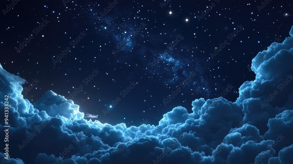 Digital illustration of a night sky with stars in 3D cartoon rendering Digital illustration of a night sky with stars in 3D cartoon rendering