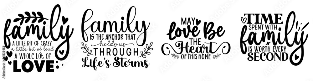 Creative Family Invitation, Inscriptions Pack Vector Illustration for Flyer, Bookmark, Gift Card Creative Family Invitation, Inscriptions Pack Vector Illustration for Flyer, Bookmark, Gift Card