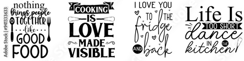 Cute Cutting Board Typography, Typographic Emblems Bundle Vector Illustration for Stationery, Gift Card, Newsletter