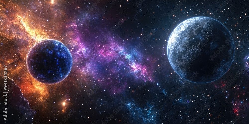 Stars of a planet and galaxy in free space illustrated with 3D cartoon rendering Stars of a planet and galaxy in free space illustrated with 3D cartoon rendering
