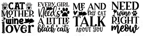 Simple Cat Calligraphy, Inscriptions Bundle Vector Illustration for Presentation, Newsletter, Announcement