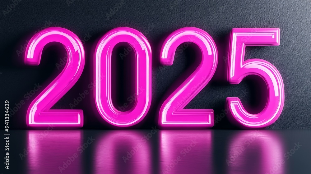 A minimalistic luminous concept of neon lights on a dark background in 2025. A minimalistic luminous concept of neon lights on a dark background in 2025.