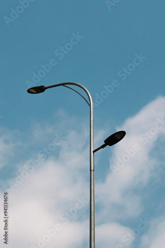 street lamp on blue sky background