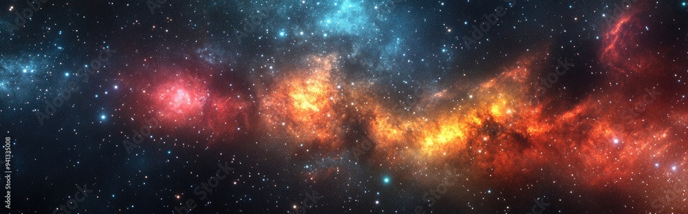 Colorful 3D cartoon visualization of outer space filled with stars Colorful 3D cartoon visualization of outer space filled with stars
