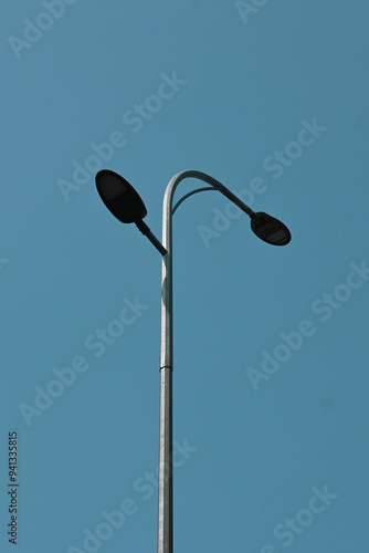 street lamp on blue sky