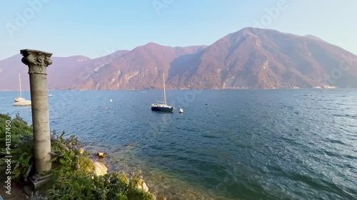 Ceresio Lake and Alps from Park Villa Heleneum, Lugano, Switzerland photo