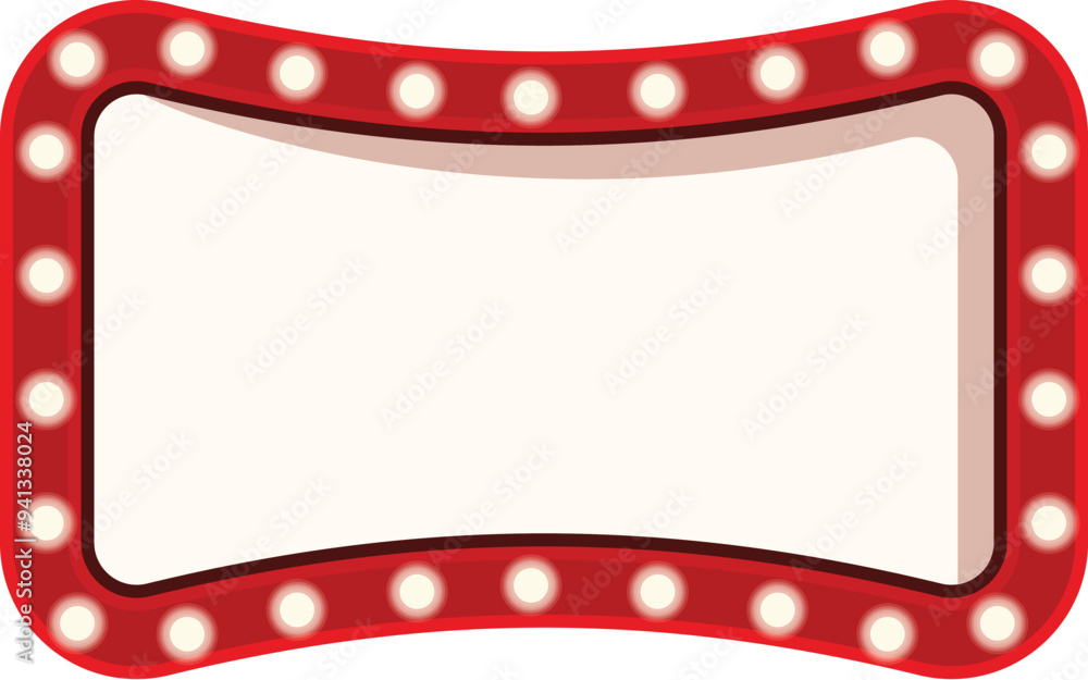 Obraz premium Red vintage frame with glowing light bulbs is inviting you to write your text