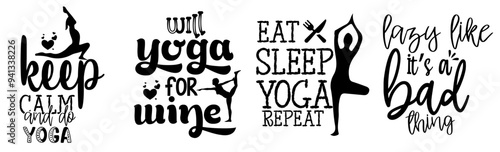 Simple Yoga Inscriptions, Phrases Pack Vector Illustration for Label, Vouchers, Advertising