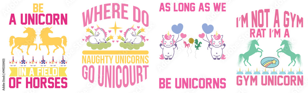 Elegant Unicorn Phrases, Calligraphic Lettering Set Vector Illustration for Advertisement, Advertising, Decal Elegant Unicorn Phrases, Calligraphic Lettering Set Vector Illustration for Advertisement, Advertising, Decal