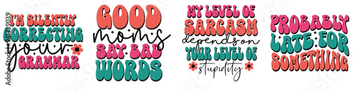 Decorative Retro Self Love Phrases, Quotes Collection Vector Illustration for Infographic, Printable, Vouchers