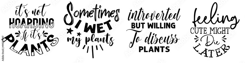 Colourful Plant Calligraphic Lettering, Typographic Emblems Collection Vector Illustration for Sticker, Newsletter, Brochure Colourful Plant Calligraphic Lettering, Typographic Emblems Collection Vector Illustration for Sticker, Newsletter, Brochure