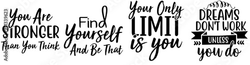 Classic Inspirational Calligraphic Lettering, Quotes Set Vector Illustration for Greeting Card, Decal, Brochure