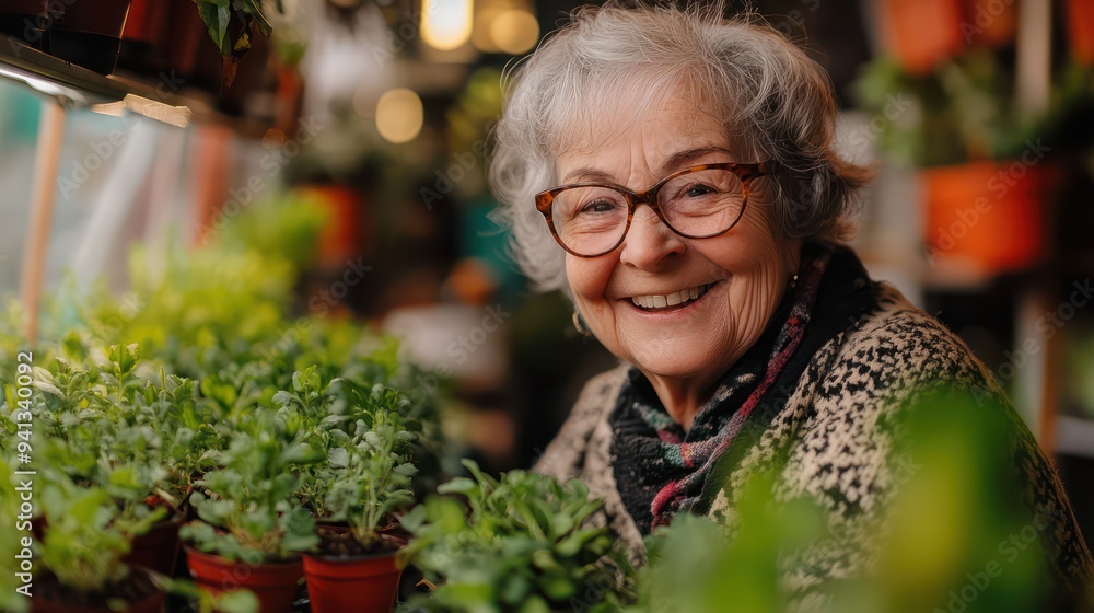 An enthusiastic grandma holding a mini photo shoot for her plants, sharing her love for gardening with her followers. An enthusiastic grandma holding a mini photo shoot for her plants, sharing her love for gardening with her followers.