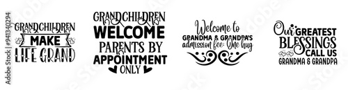 Modern Grandparents Phrases, Labels And Badges Bundle Vector Illustration for Sticker, Label, Printing Press