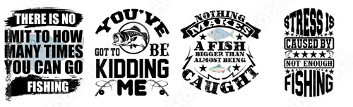 Minimal Fishing Calligraphic Lettering, Labels And Badges Bundle Vector Illustration for Newsletter, Packaging, Announcement