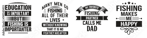 Cute Fishing Typography, Phrases Pack Vector Illustration for Postcard, Poster, Announcement