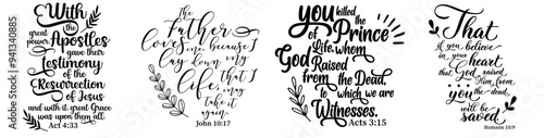 Minimal Easter Bible Quotes Hand Lettering, Quotes Collection Vector Illustration for Stationery, Packaging, T-Shirt Design