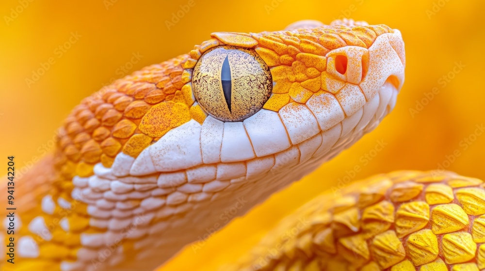 Obraz premium Close up picture of orange and white snake. Symbol of Chinese New Year, animal theme.