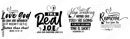 Classic Christian Calligraphic Lettering, Typography Set Vector Illustration for Wrapping Paper, T-Shirt Design, Mug Design
