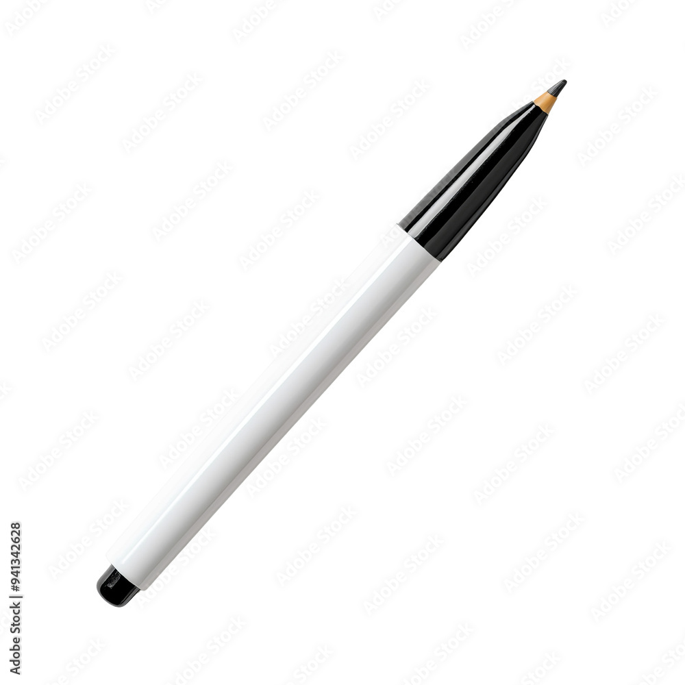 Sleek modern ballpoint pen with black and white design, idea for professional use or school supplies. High-quality pen for smooth writing. Sleek modern ballpoint pen with black and white design, idea for professional use or school supplies. High-quality pen for smooth writing.
