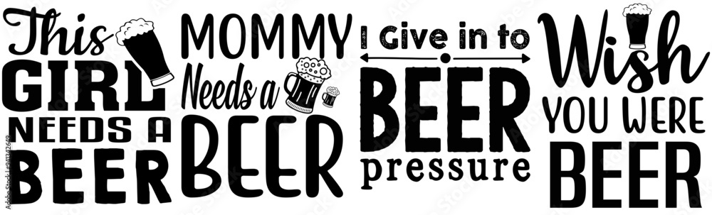 Minimal Beer Typography, Labels And Badges Bundle Vector Illustration for Presentation, Label, Sticker Minimal Beer Typography, Labels And Badges Bundle Vector Illustration for Presentation, Label, Sticker
