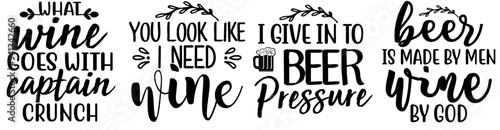 Minimal Beer And Wine Trendy Retro Style Illustration, Quotes Collection Vector Illustration for Icon, Bookmark, Banner