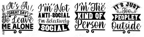 Creative Antisocial Typographic Emblems, Hand Lettering Pack Vector Illustration for Bookmark, Presentation, Social Media Post