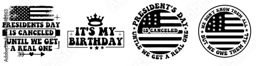 Simple American Presidents Calligraphic Lettering, Trendy Retro Style Illustration Set Vector Illustration for Motion Graphics, Printing Press, Newsletter