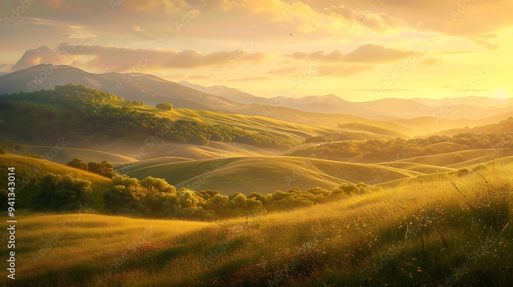 Breathtaking Landscape with Rolling Hills and Golden Sunset Capturing Nature’s Beauty Breathtaking Landscape with Rolling Hills and Golden Sunset Capturing Nature’s Beauty