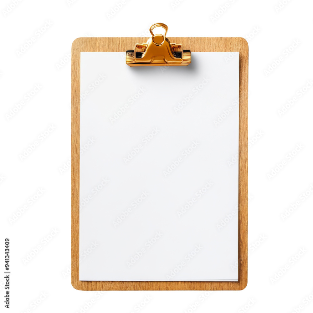 Wooden clipboard with blank paper sheet isolated on transparent background. Idea for office, school, and organizational projects. Wooden clipboard with blank paper sheet isolated on transparent background. Idea for office, school, and organizational projects.