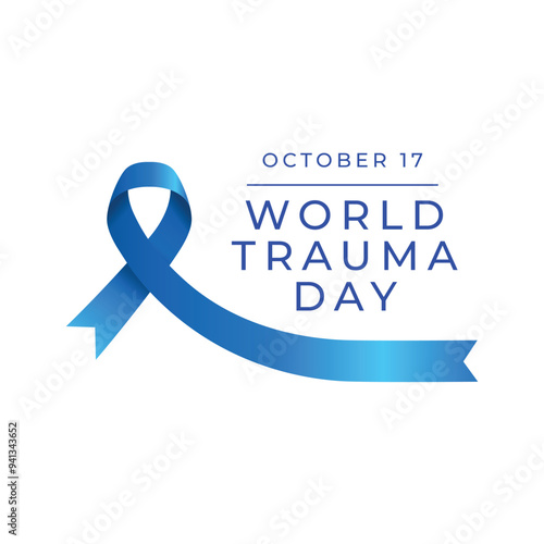 World Trauma Day vector design template good for celebration usage. World Trauma Day design. Blue ribbon. flat design. eps 10.