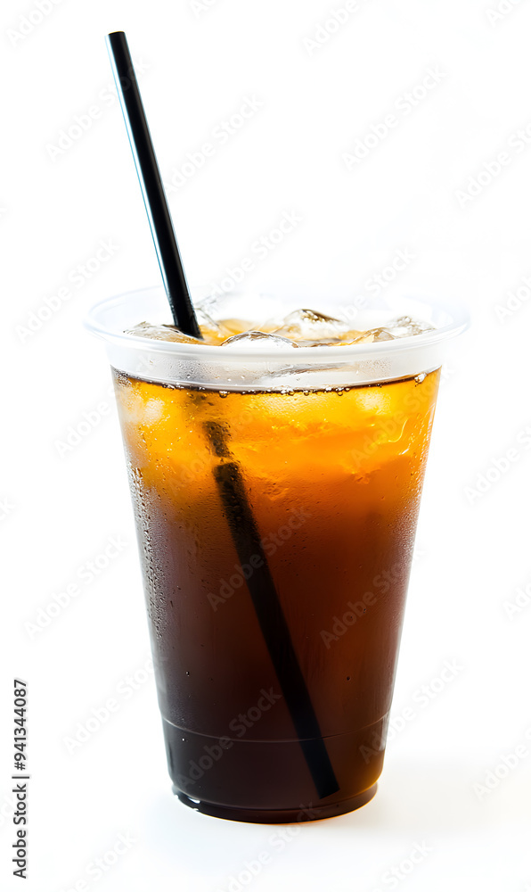 Cold tea drink in plastic cup isolated on white background Cold tea drink in plastic cup isolated on white background