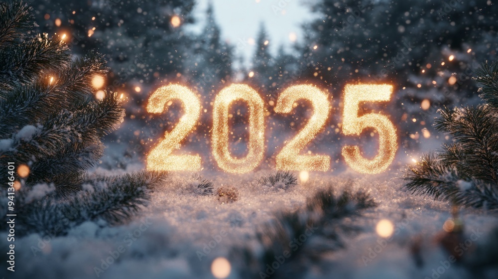 Numerals 2025 on the background of snowy cold weather. New Year's celebration. Numerals 2025 on the background of snowy cold weather. New Year's celebration.