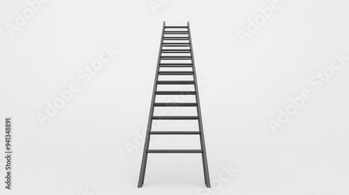 3D rendering of a black steel ladder against a white background