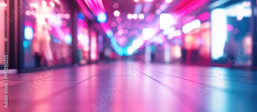 3D rendering of a shopping mall with an out of focus bokeh blurry background photo