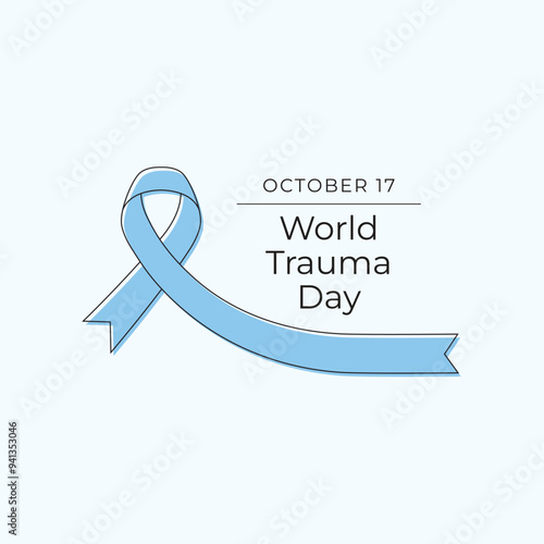 World Trauma Day vector design template good for celebration usage. World Trauma Day design. Blue ribbon. Continuous line drawing. eps 10.