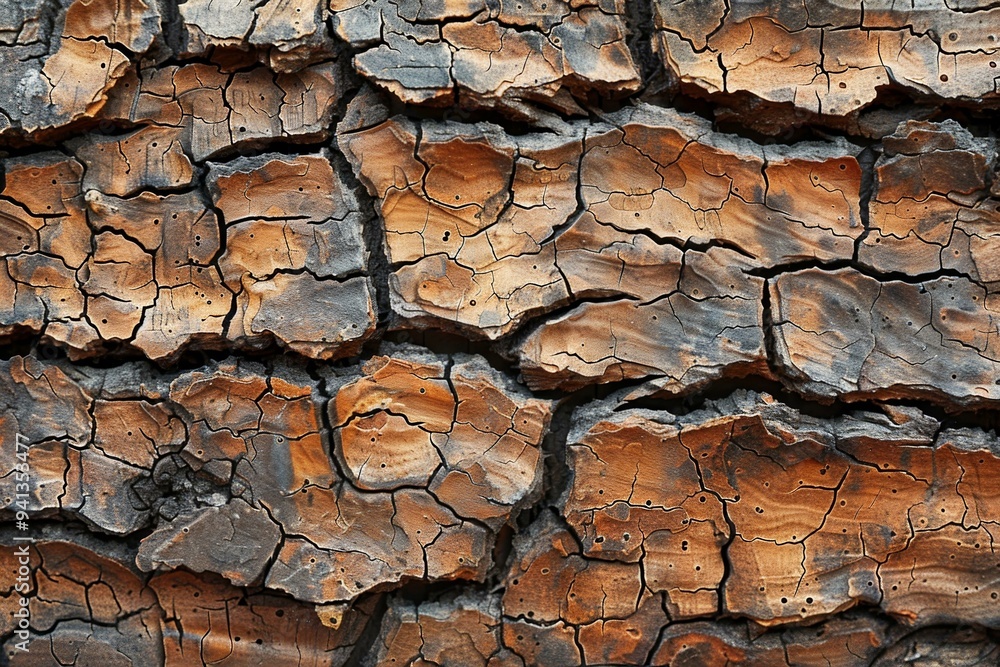 Textured Bark of Wood, Antique Wooden Plank with Cracks and Withered Surface Textured Bark of Wood, Antique Wooden Plank with Cracks and Withered Surface