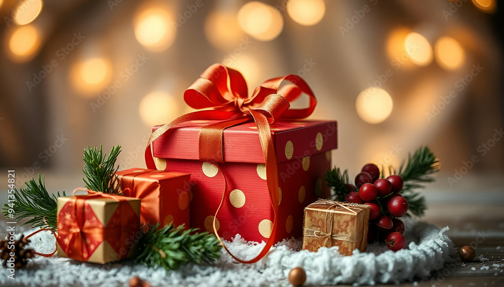 A red gift box, Christmas A red gift box, Christmas