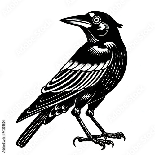 Crow bird very simple traditional tattoo flash styles illustration photo