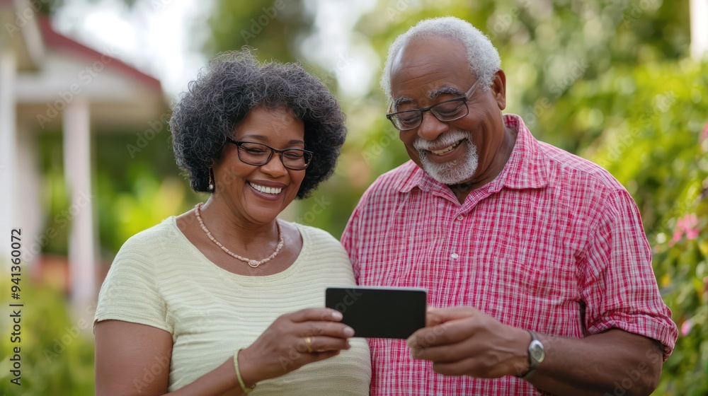 Elderly couple uses smart home devices to manage daily tasks Demonstrate convenience and accessibility of technology for seniors. Elderly couple uses smart home devices to manage daily tasks Demonstrate convenience and accessibility of technology for seniors.