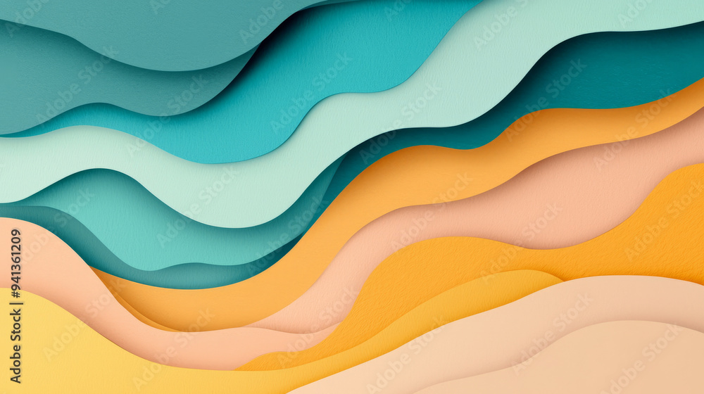 Waves of soft colors create soothing and harmonious abstract design, evoking sense of calm and tranquility. Waves of soft colors create soothing and harmonious abstract design, evoking sense of calm and tranquility.
