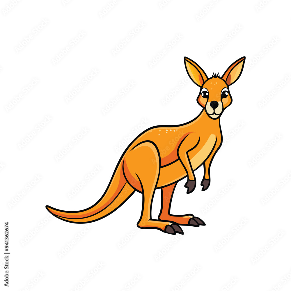 Fototapeta premium Cartoon, Animal, Kangaroo, Art, Drawing, Wallaby, Coloring, Page, Illustration, Wildlife, Hop, Character, Creature, Cute, Education, Funny, Mammal, Nature, Neat, Safari, Vector, Wild, Zoo, Australia,