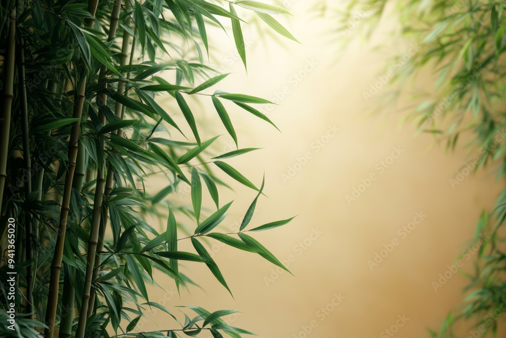 custom made wallpaper toronto digitalA bamboo forest, isolated on a pastel beige background, symbolizing fast-growing, renewable materials for sustainable living,